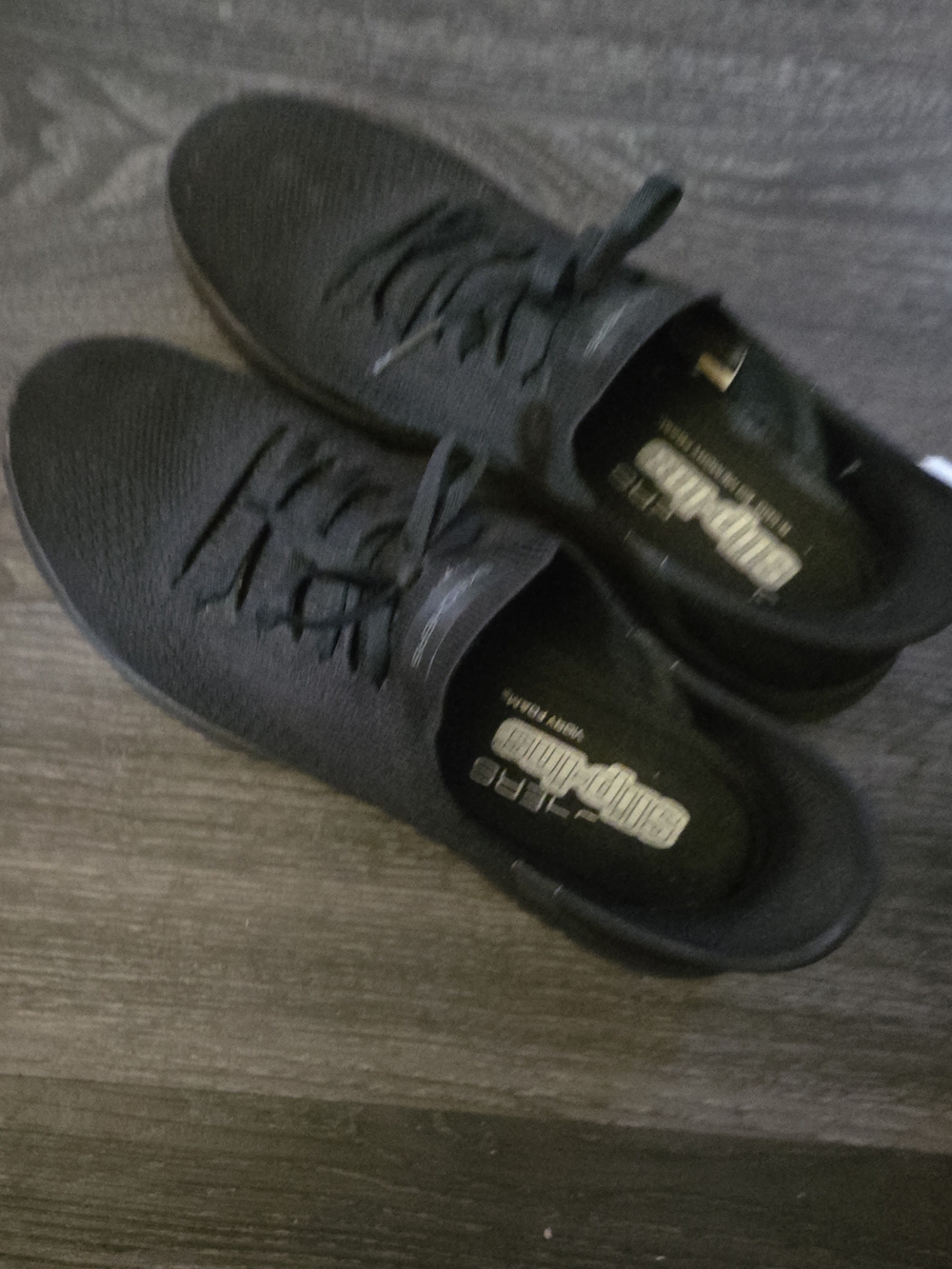 Skechers Womens Lightweight Black Knit Sneakers Slip On